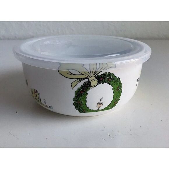 DR. SEUSS HOW THE GRINCH STOLE CHRISTMAS Pressure Lid Container Bowl LARGE NEW - Picture 3 of 9